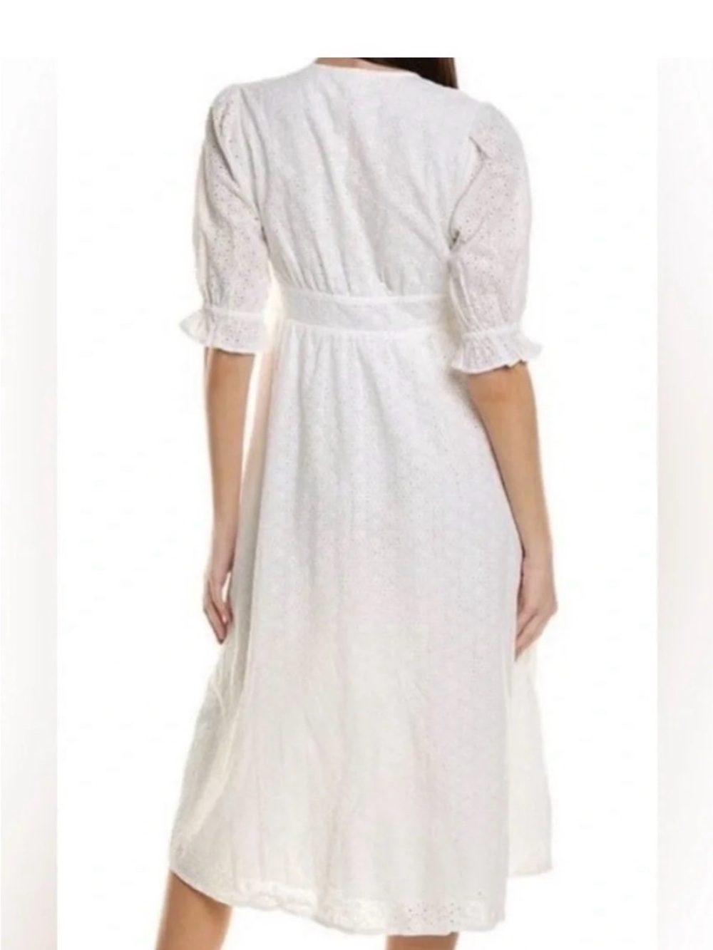 Boden White Eyelet Button-Front Midi Dress - Picture 3 of 9